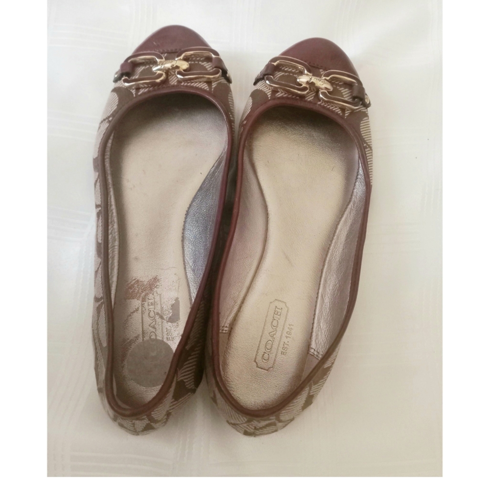 Coach Brown Leather Flats with Gold Hardware - Picture 7 of 7